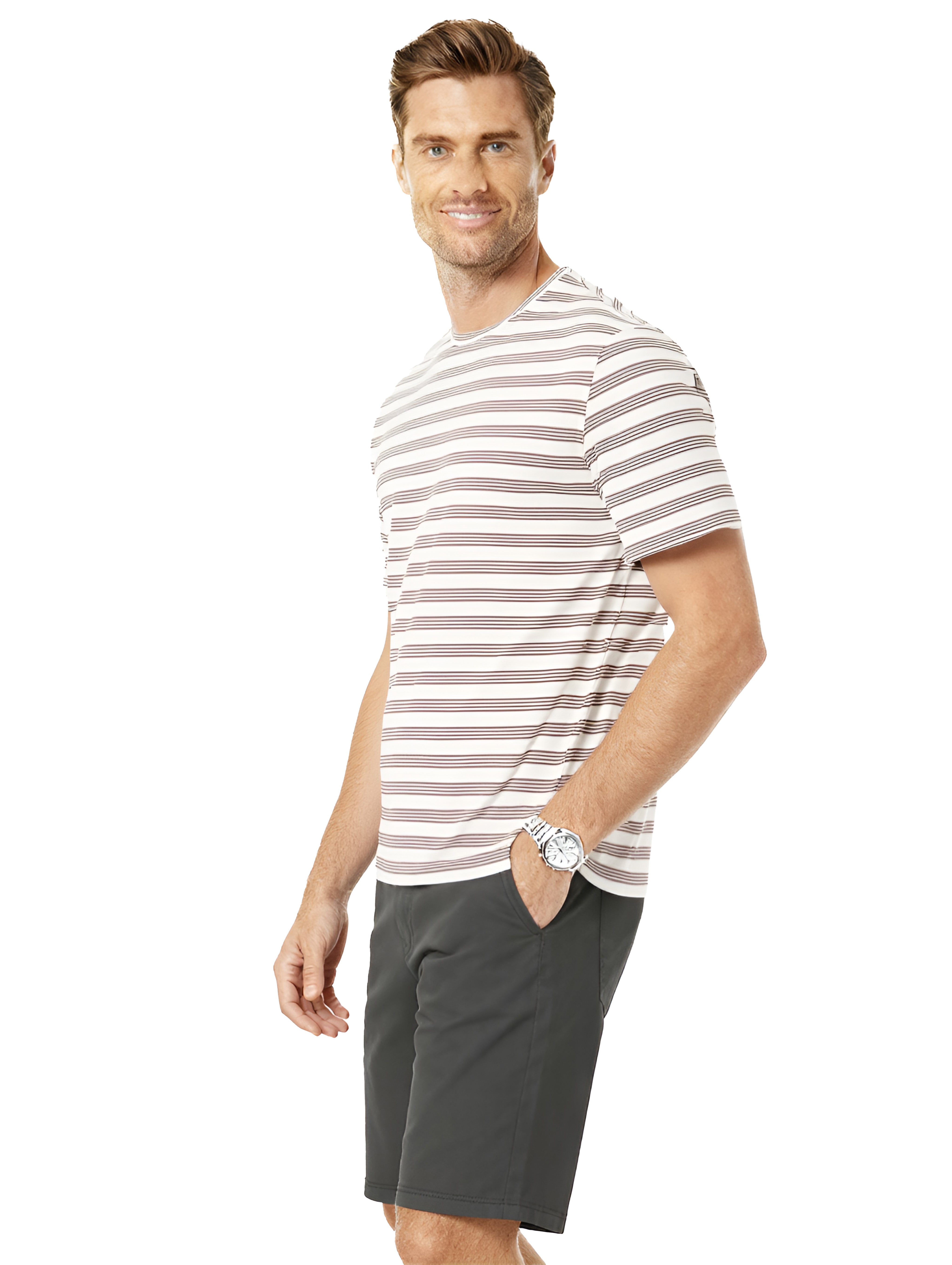 Jeanswest Men's Shorts 5 Pocket |MSO-12136-05/-01 Cotton Stretch Summer Shorts | Light Sand Charcoal | Above Knee Length