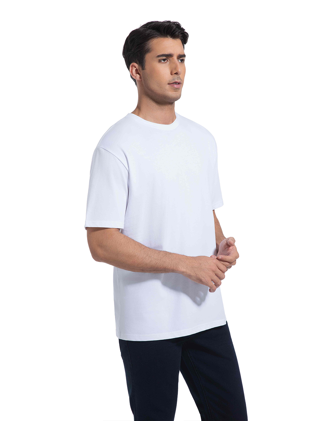 Jeanswest Men's 100% Cotton Crew Neck Tee | MUC-14711-03/17/15 Relaxed Fit Short Sleeve | Dusk Blue White Black | Basic T-Shirt |