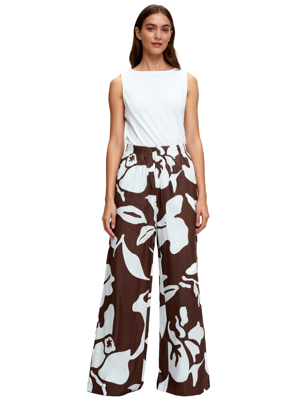 Jeanswest Women's Linen Blend Beach Pant | WPA-18103 Abstract Print | Resort Wear | 55% Linen