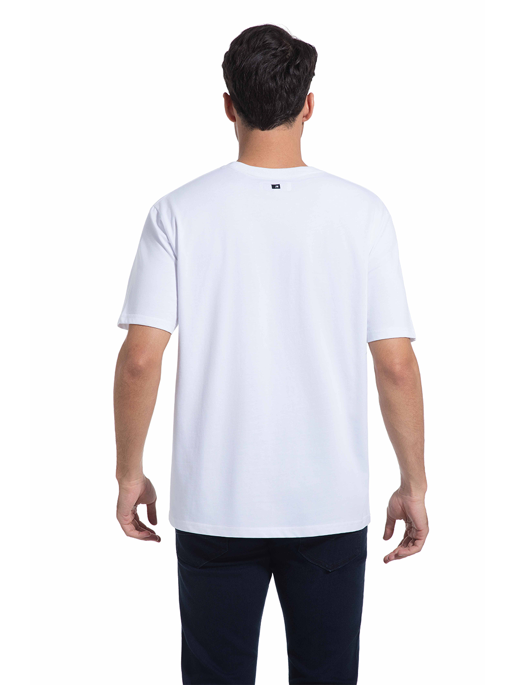 Jeanswest Men's 100% Cotton Crew Neck Tee | MUC-14711-03/17/15 Relaxed Fit Short Sleeve | Dusk Blue White Black | Basic T-Shirt |