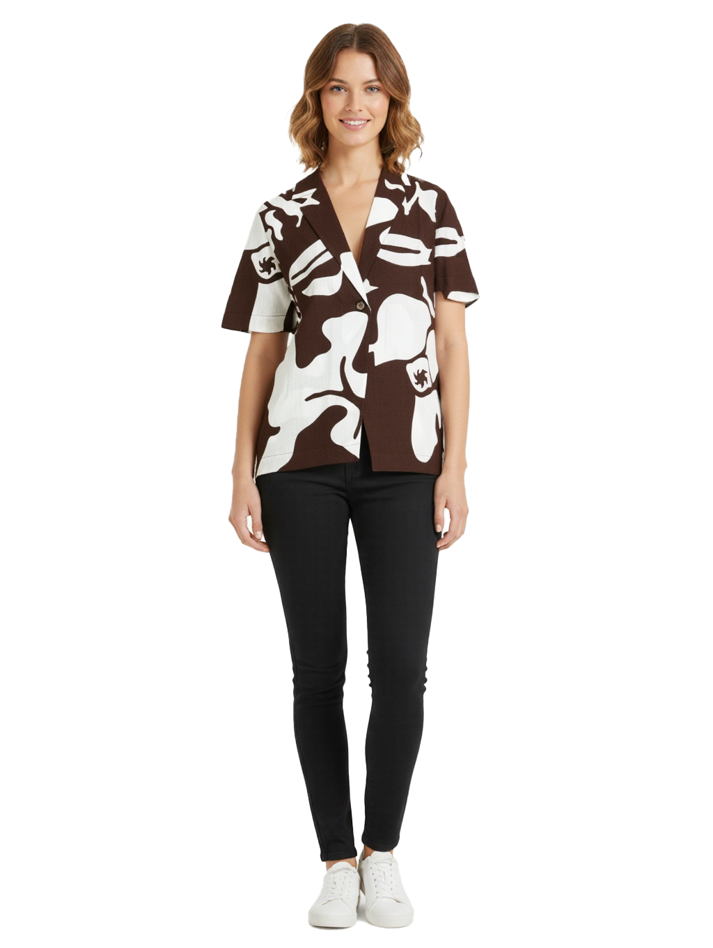 Jeanswest Women's Linen Blend Beach Shirt | WSI-18405-01 Abstract Print | Resort Wear | 55% Linen