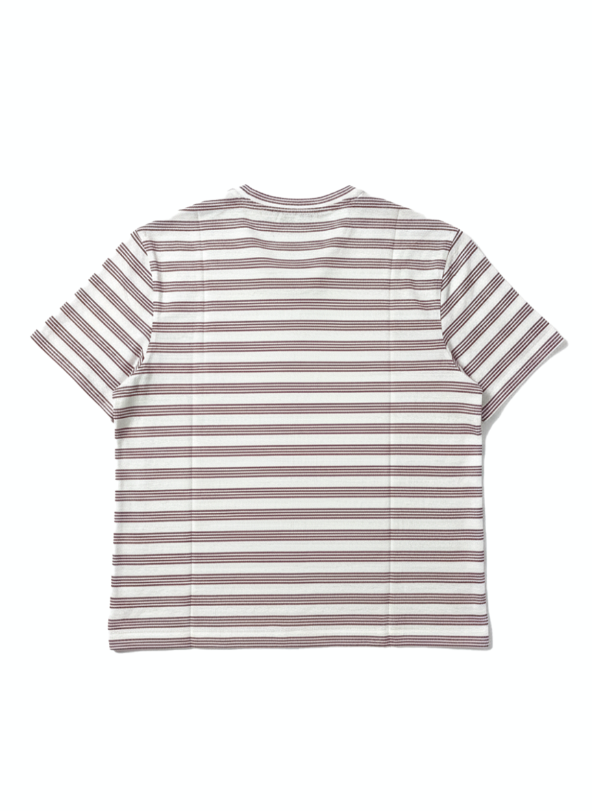 Jeanswest Men's Textured Stripe Cotton Tee | Stretch Crew Neck | Red Stripe T-Shirt | Casual Short Sleeve | MUC-18334