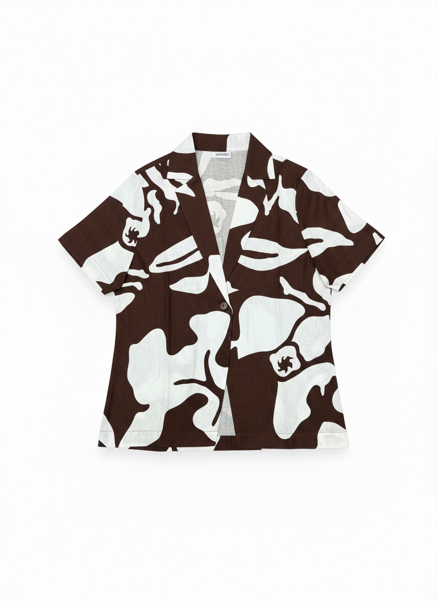 Jeanswest Women's Linen Blend Beach Shirt | WSI-18405-01 Abstract Print | Resort Wear | 55% Linen