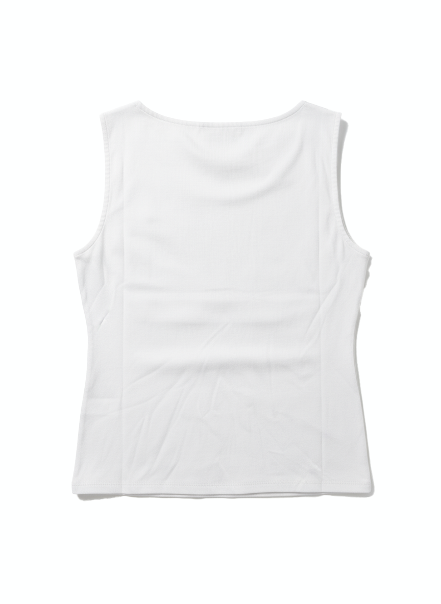 Jeanswest Women's Boatneck Tank Top | WTO-18360 96% Cotton Sleeveless | Smart Casual Basic | White Black Yellow |