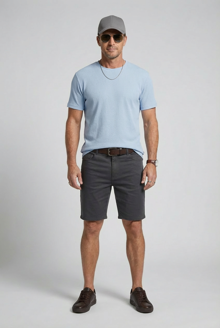 Jeanswest Men’s Everyday Comfort Set – Cotton Tee + Linen Shirt + Milton Shorts