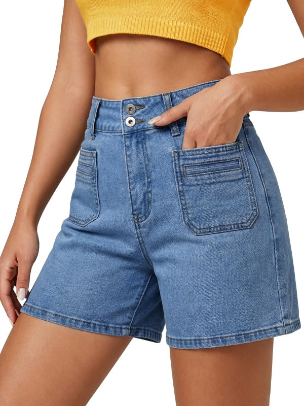 Women's High-Waisted Stretchy Bermuda Denim Shorts