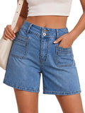 Women's High-Waisted Stretchy Bermuda Denim Shorts