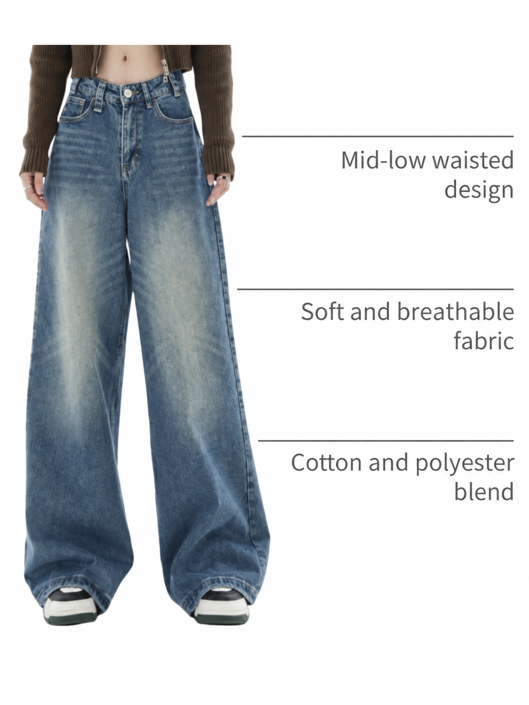 Women's High Waisted Baggy Wide Leg Jeans