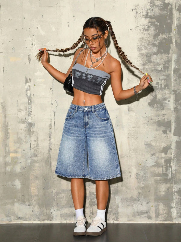 Women's Mid-Waisted Denim Shorts
