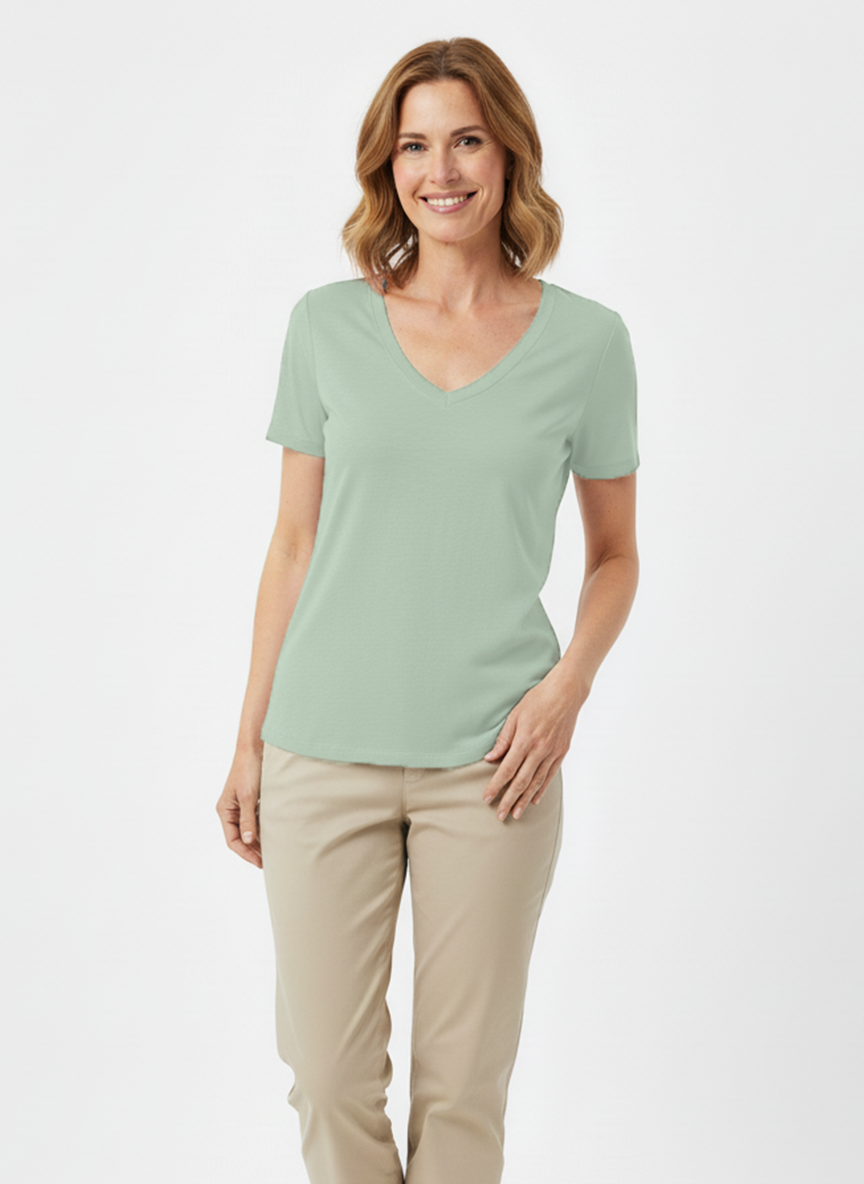 Jeanswest CloudSoft Women's V-Neck Tee - Effortless Australian Elegance S6A-52-273024