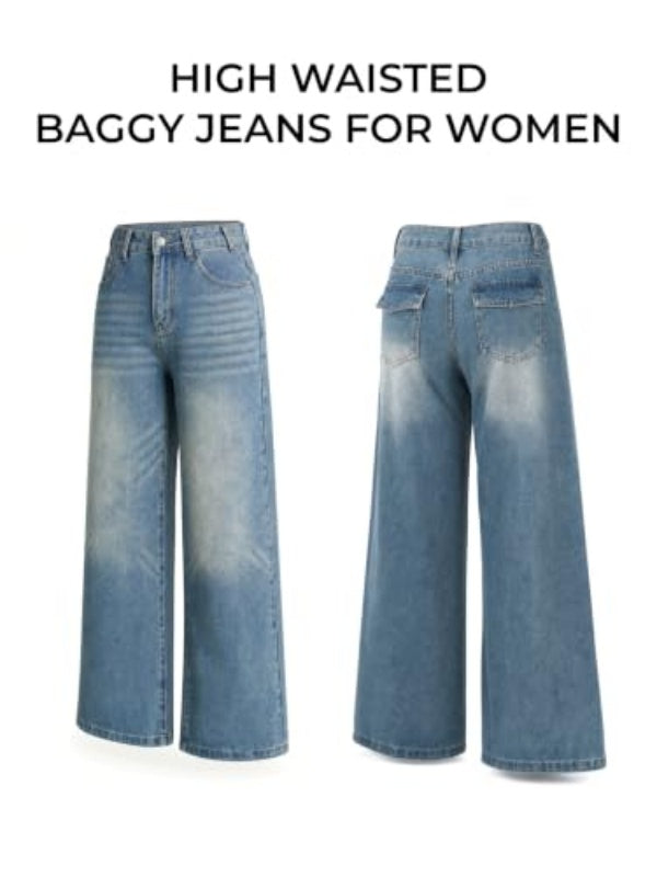 Women's High Waisted Baggy Wide Leg Jeans