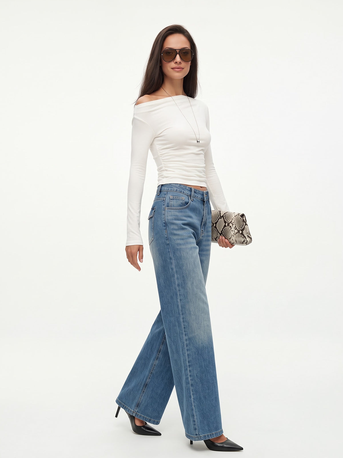 Women's High Waisted Baggy Wide Leg Jeans