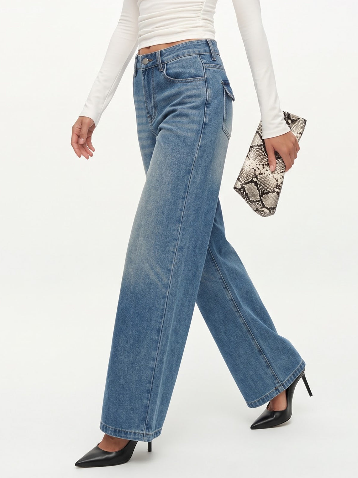 Women's High Waisted Baggy Wide Leg Jeans