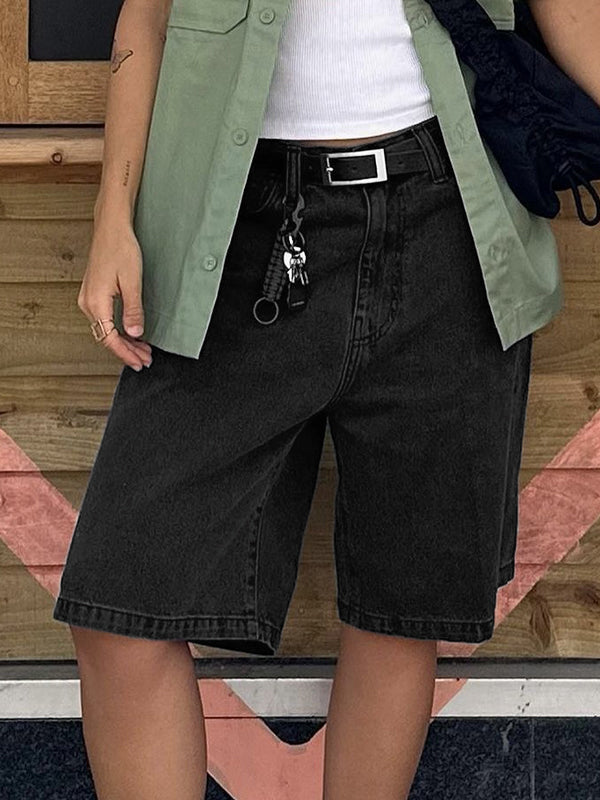 Women's Loose Straight-Leg Denim Shorts