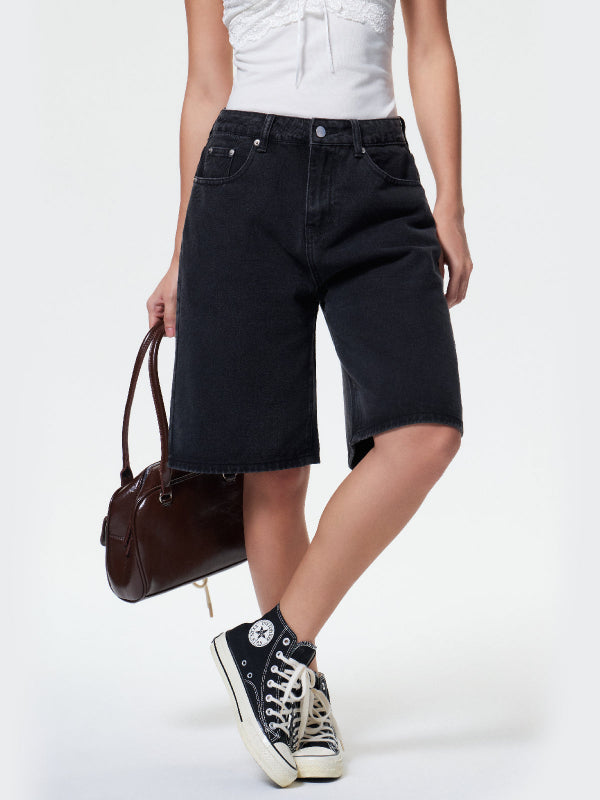Women's Loose Straight-Leg Denim Shorts