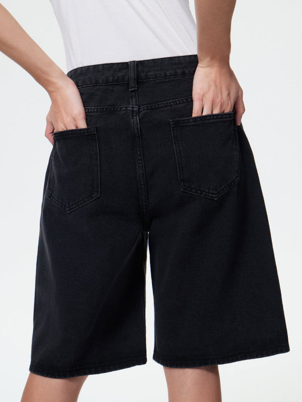 Women's Loose Straight-Leg Denim Shorts