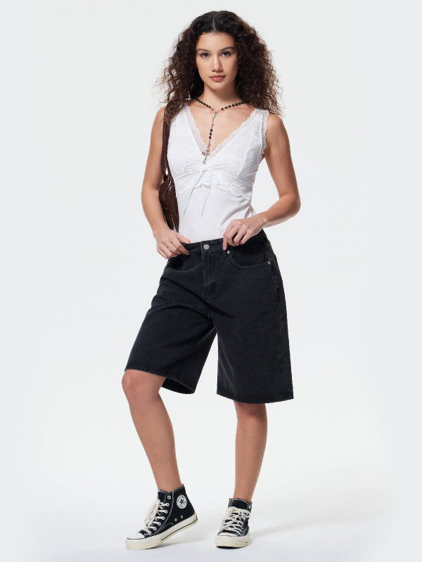 Women's Loose Straight-Leg Denim Shorts