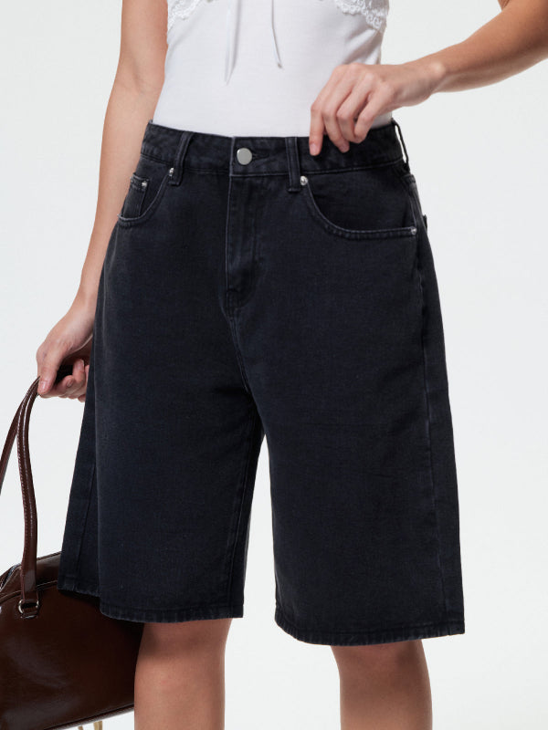Women's Loose Straight-Leg Denim Shorts