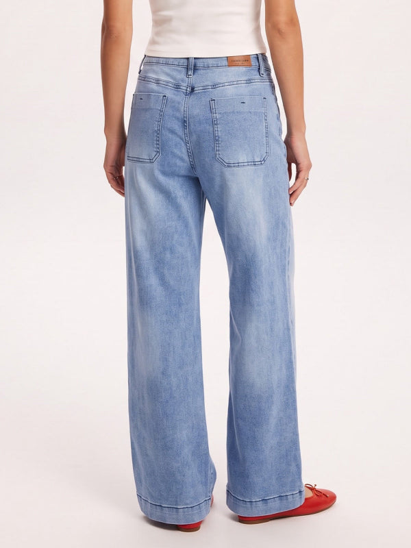 High Waist Stretch Wide-Leg Jeans