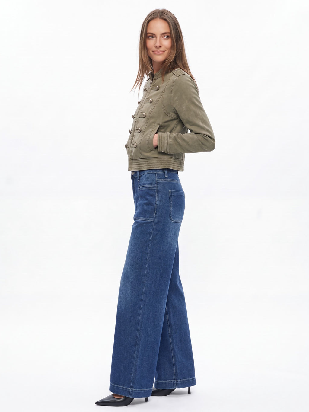 Vintage Stretch High Waist Wide Leg Denim Pants