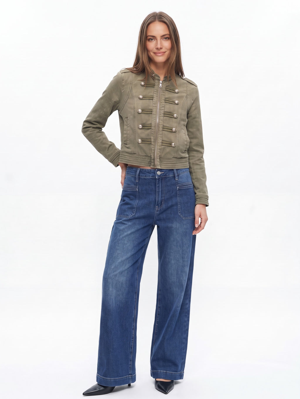Vintage Stretch High Waist Wide Leg Denim Pants