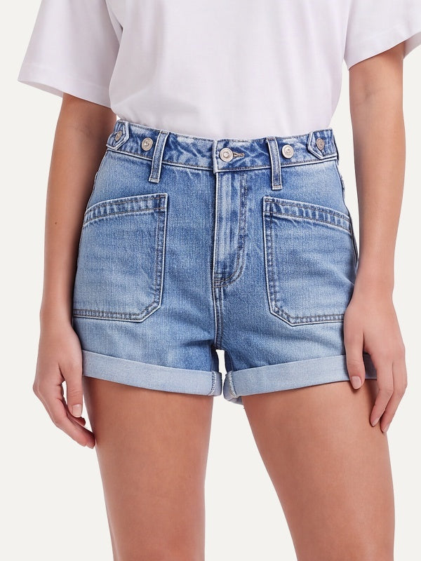 Women's Cuffed Stretch Denim Shorts