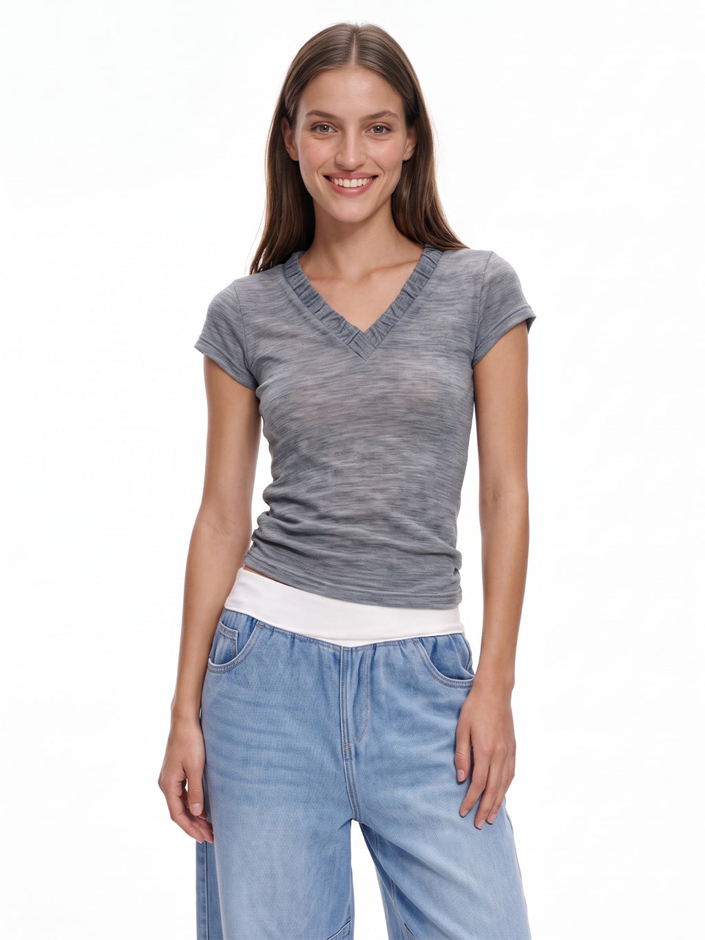 Mid Waist Baggy Denim Pants