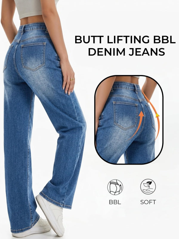 Mid-Low Waist Vintage Wide Leg Denim Pants