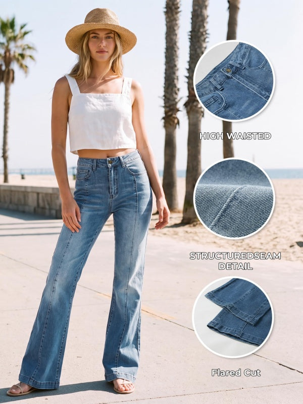 High Waisted Bootcut Flare Denim Pants