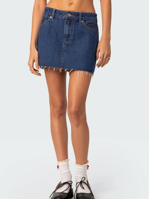 Y2K Mid Low Rise Corduroy A Line Mini Skirt