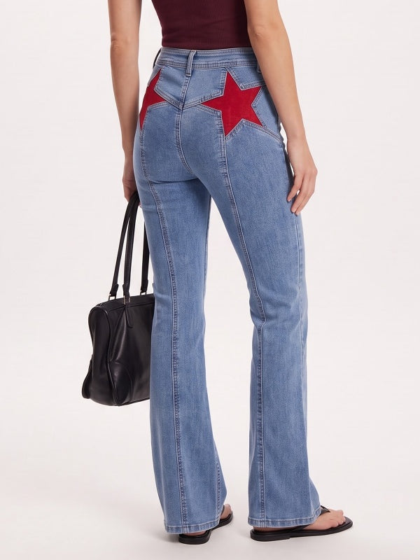 Women's Star-Patch Flare Jeans