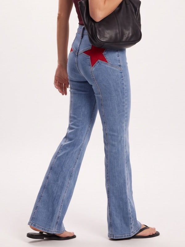 Women's Star-Patch Flare Jeans