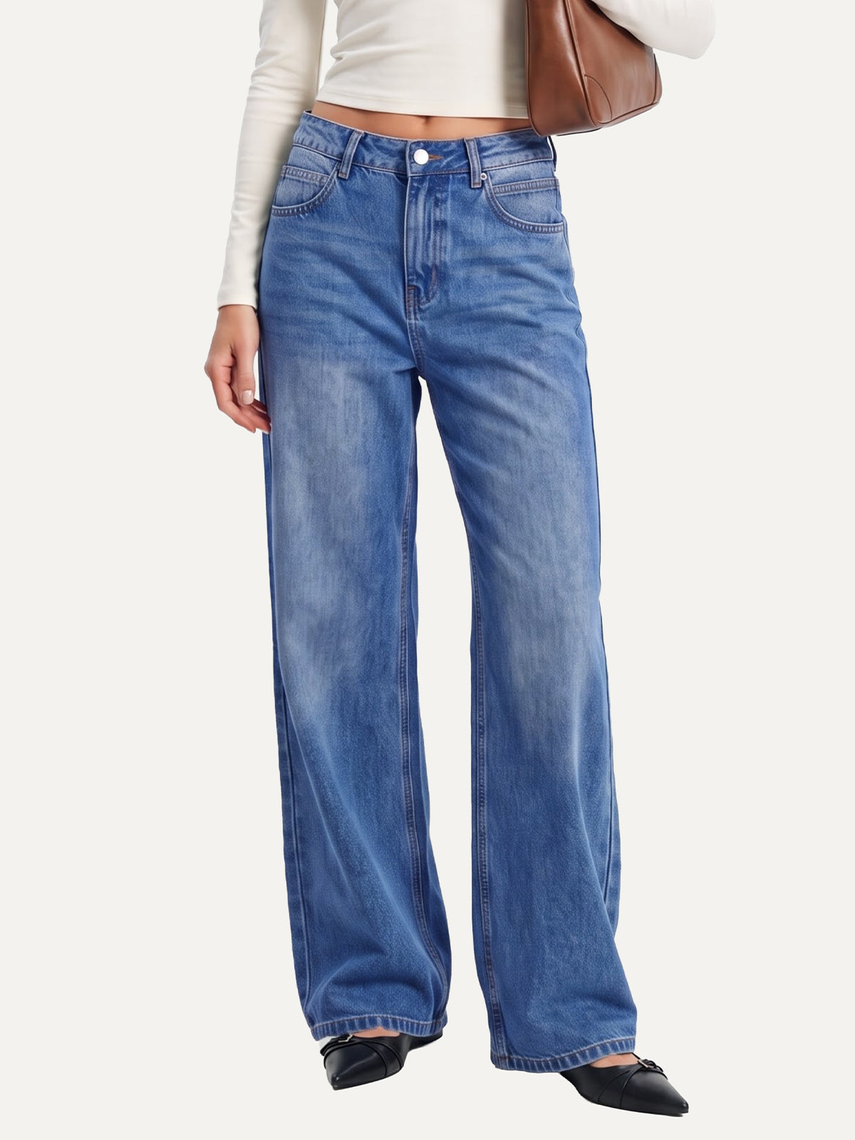 Washed Baggy Wide Leg Jeans