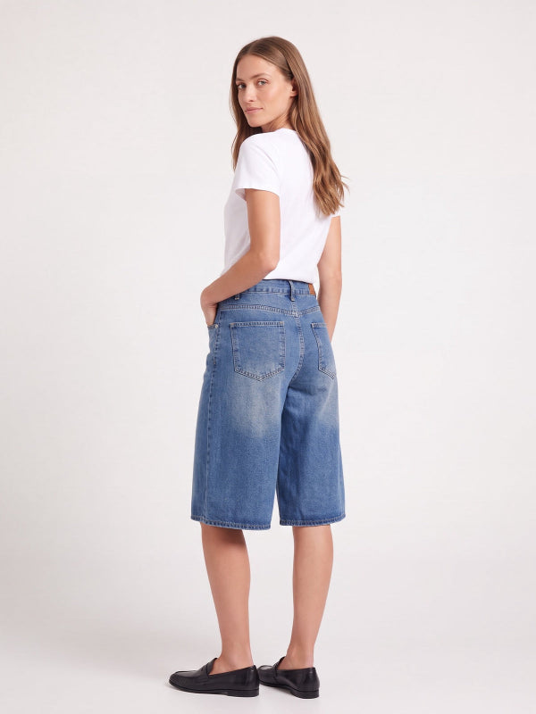 Women's Wide-Leg Bermuda Denim Shorts