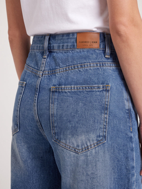 Women's Wide-Leg Longline Denim Shorts