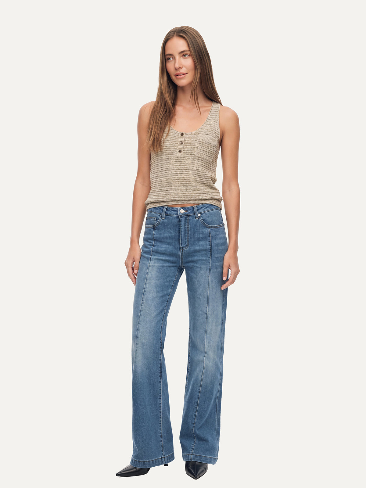 High Waisted Bootcut Flare Denim Pants