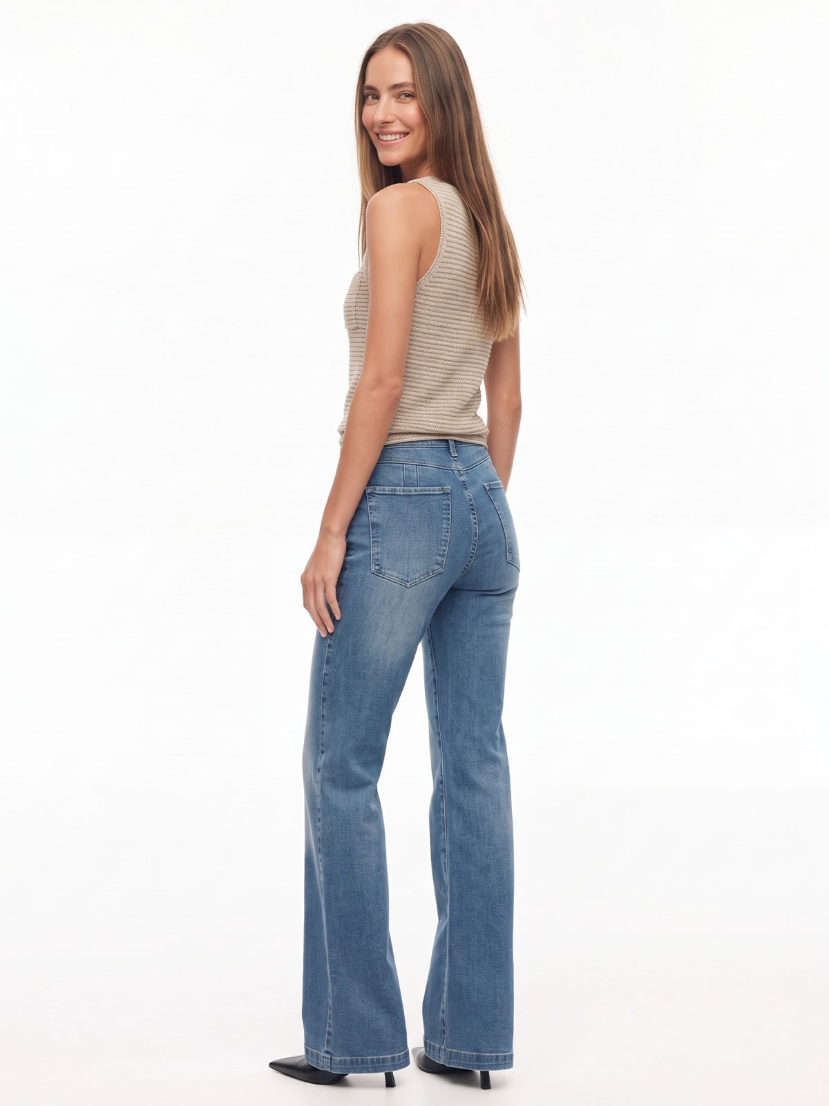 High Waisted Bootcut Flare Denim Pants