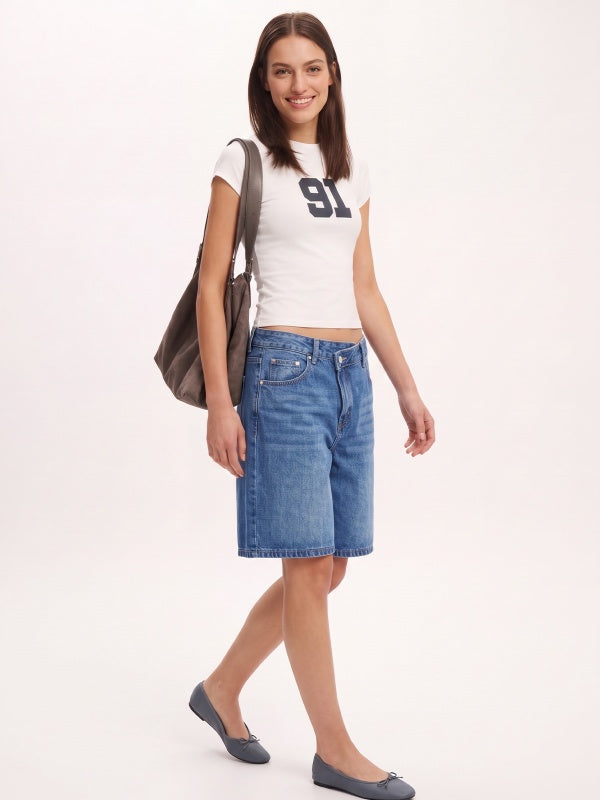 Vintage Wide-Leg Denim Shorts