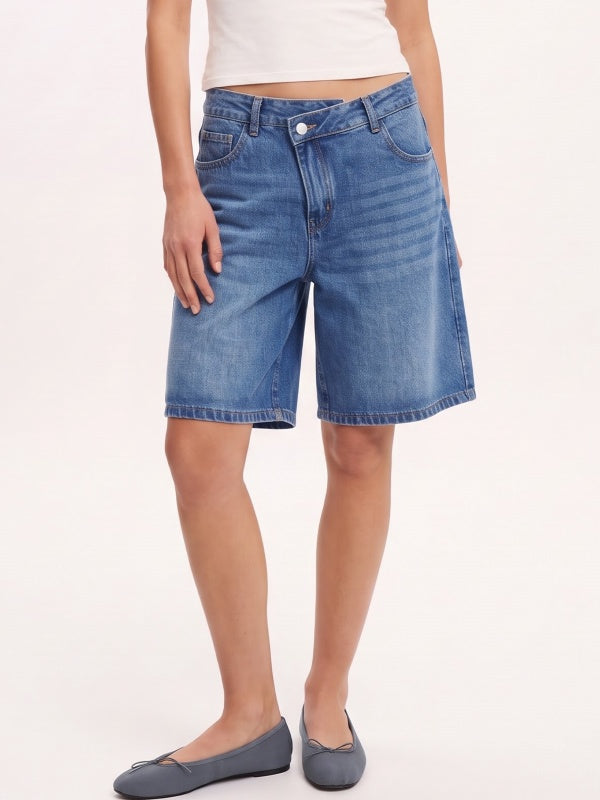 Vintage Wide-Leg Denim Shorts