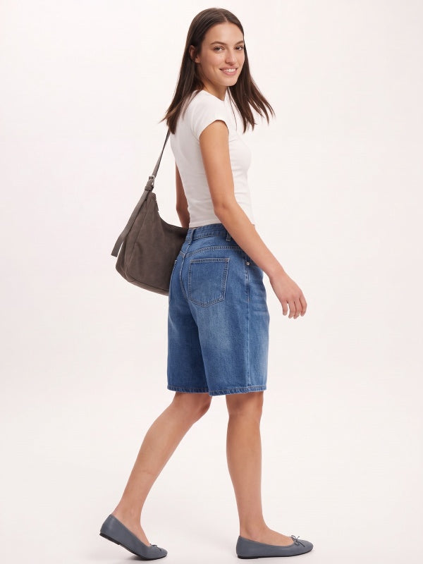 Vintage Wide-Leg Denim Shorts
