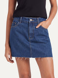Women's Raw Hem Denim A-Line Mini Skirt