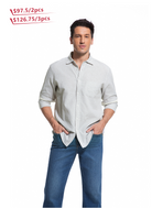 Jeanswest Men's Striped Linen Cotton Shirt | MSI-18332-01/03 Long Sleeve Button Down |Ink Green Stripe | Coastal Summer | 70% Cotton 30% Linen |