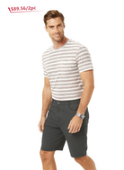 Jeanswest Men's Shorts 5 Pocket |MSO-12136-05/-01 Cotton Stretch Summer Shorts | Light Sand Charcoal | Above Knee Length