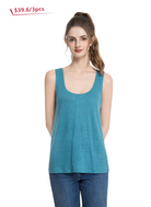 Jeanswest Women's Linen Tank Top | WTO-14516 100% Pure Flax | Black | Blue |AU