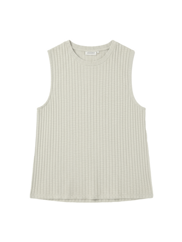 Women's Ribbed Tank Top | WTO-18099 Cotton Blend Sleeveless | Moss Green Layering Basic