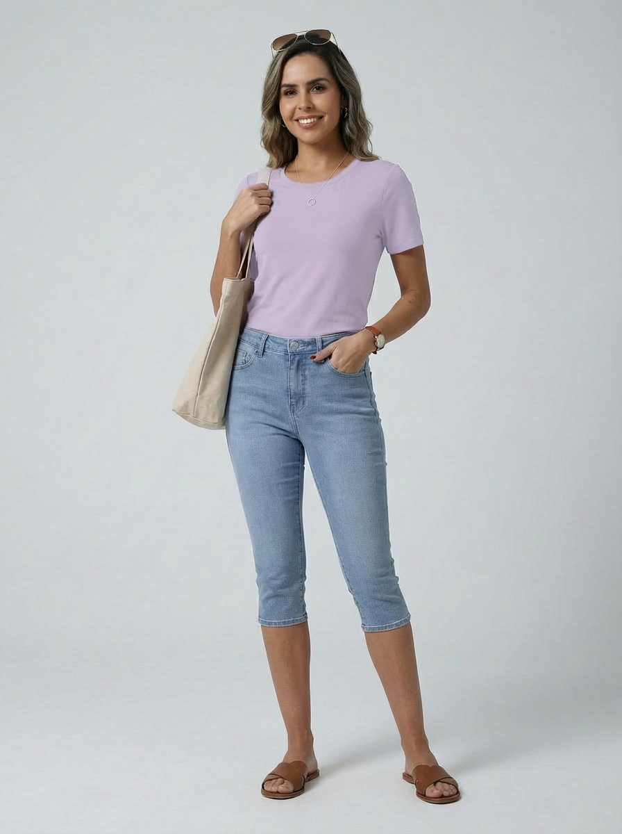 Jeanswest Women’s CloudSoft Tee + Maddy Pedal Pusher Set – Ultra-Soft Tops with Everyday Stretch Bottoms