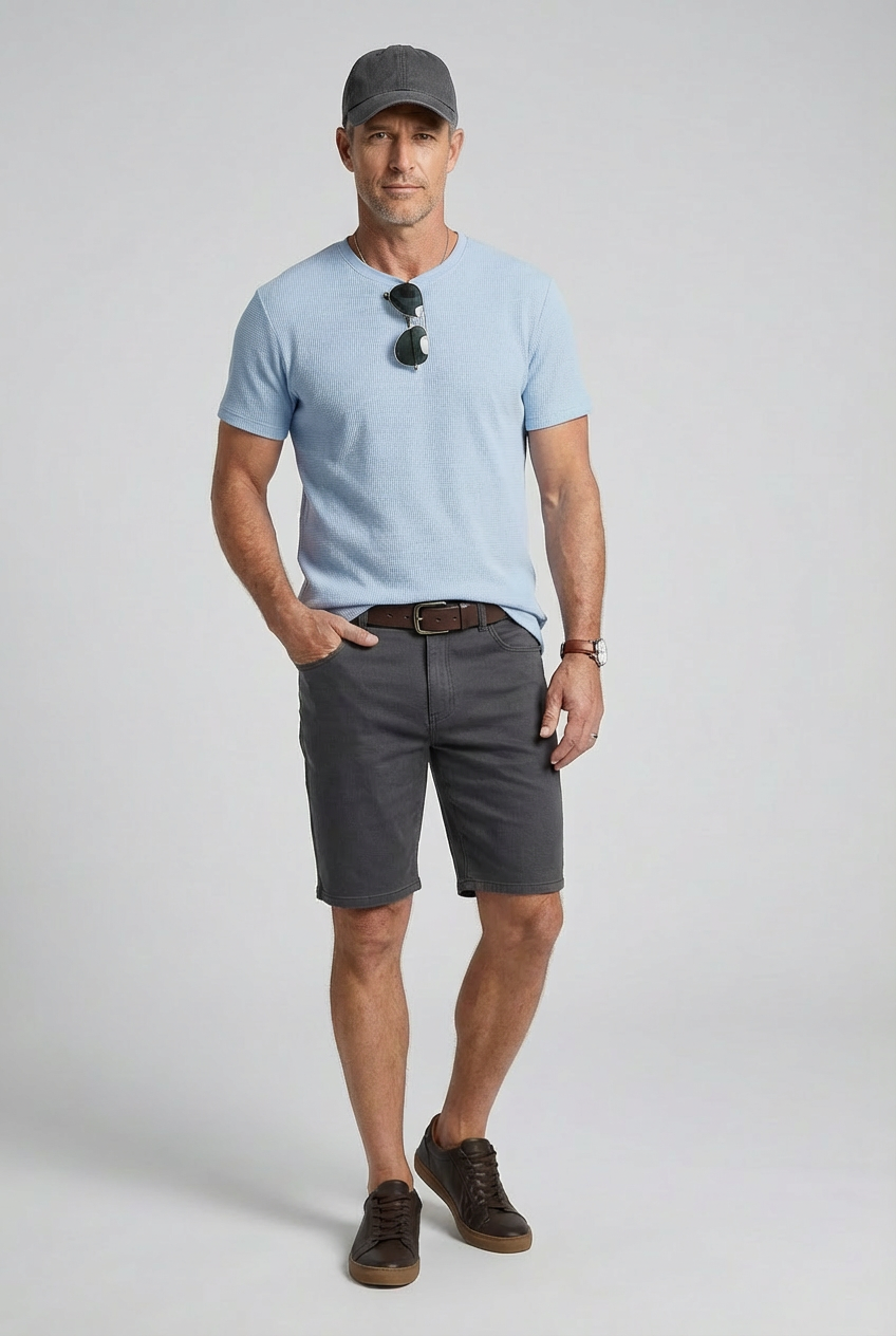 Jeanswest Men’s Everyday Comfort Set – Cotton Tee + Linen Shirt + Milton Shorts