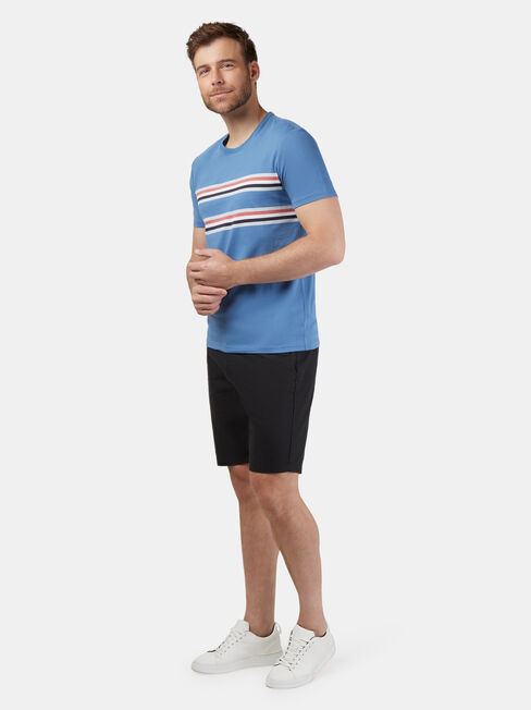 Clifton Short Sleeve Panel Print Crew Tee, Blue, hi-res