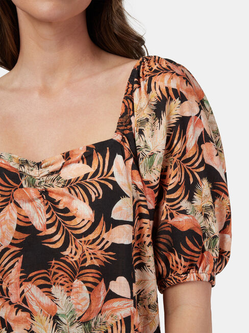 Lucinda Square Neck Top, Black, hi-res