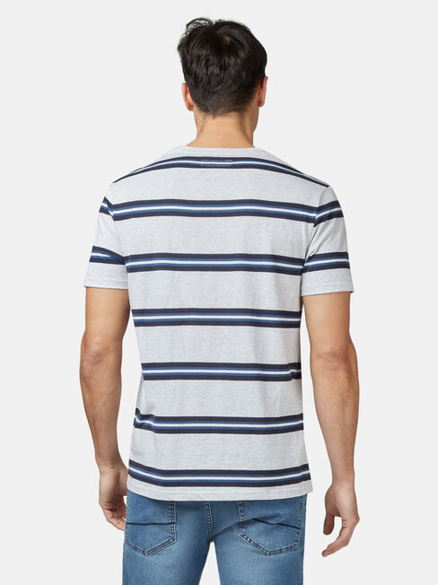 Porter Short Sleeve Stripe Crew Tee, Grey, hi-res